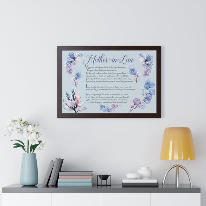 It's Just a Phrase "Mother-in-Law" Framed Horizontal Acrostic Poem Print- Floral