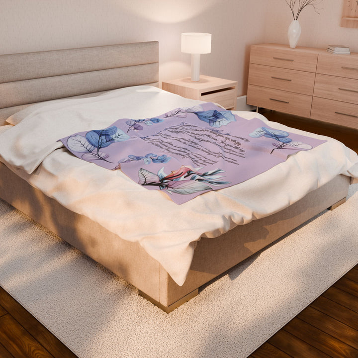 Mother-in-Law Acrostic Poem Velveteen Plush Blanket - Transparent Flowers