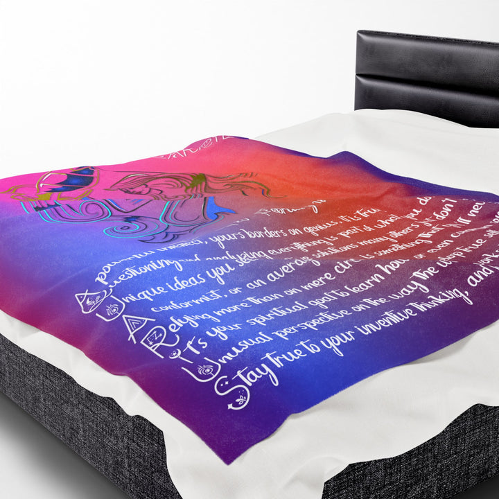 Aquarius Acrostic Poem Velveteen Plush Blanket  - Colorful