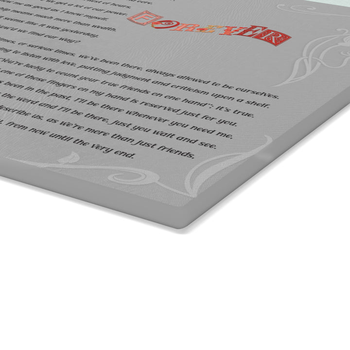 Forever Friends Acrostic Poem Glass Cutting Board - Eclectic Font