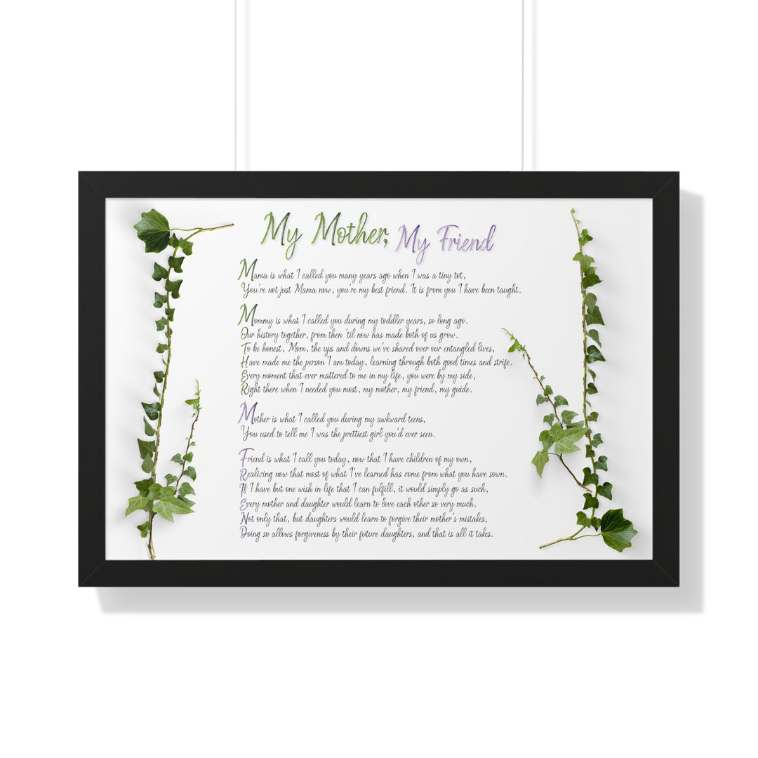 It's Just a Phrase "My Mother, My Friend" Framed Acrostic Poem Print
