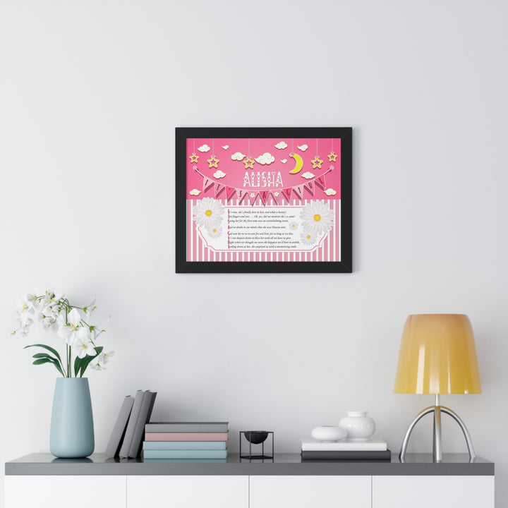 Baby Steps Framed Print Collection - Pink Stripes - "It's a Girl" Personalized