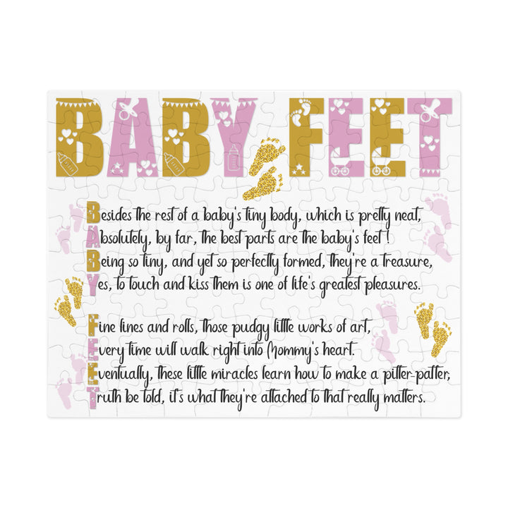"Baby Feet" Acrostic Poem Jigsaw Puzzle - Pink and Gold - No Personalization