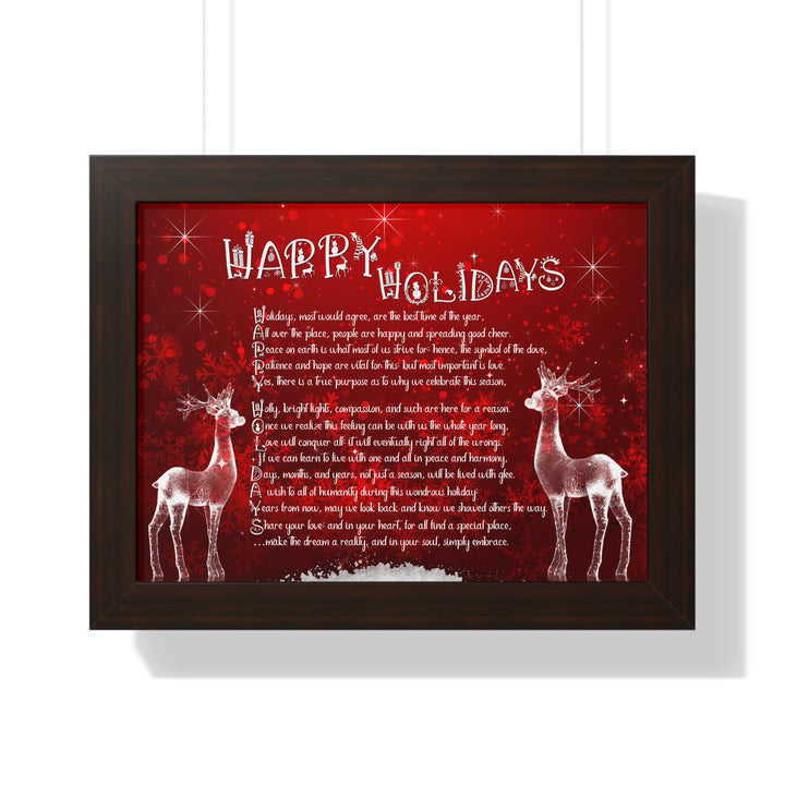 It's Just a Phrase "Happy Holidays" Framed Horizontal Acrostic Poem Poster