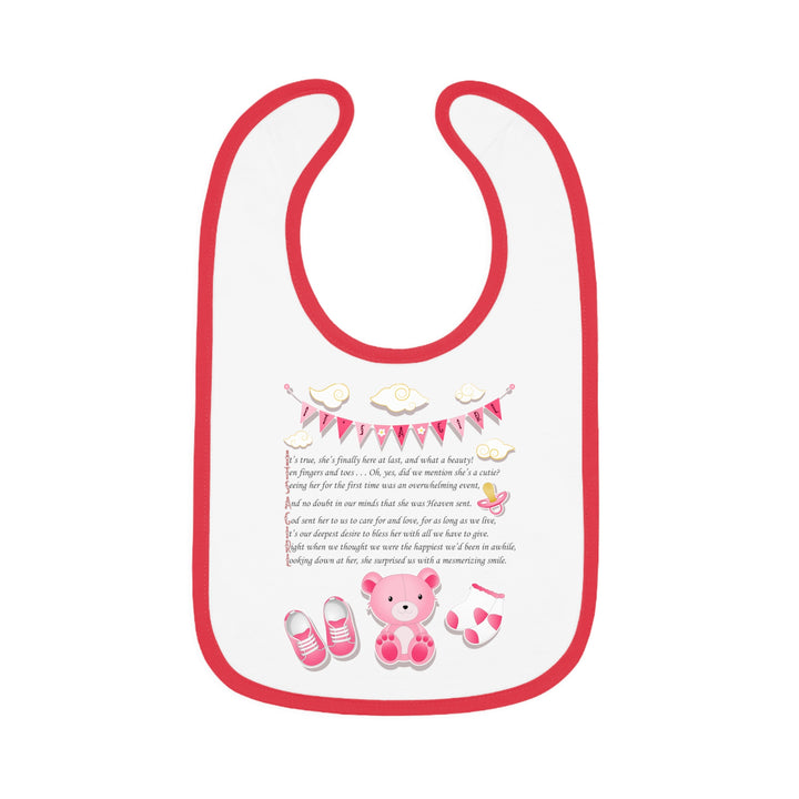 Baby Steps Acrostic Poem - Contrast Trim Jersey Bib - "It's a Girl"