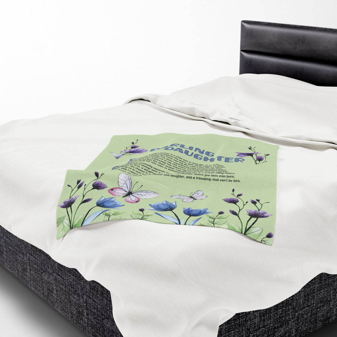 Darling Daughter Acrostic Poem Velveteen Plush Blanket - Floral Design