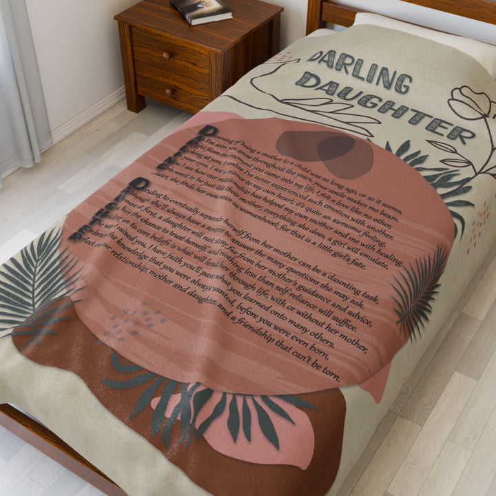 Darling Daughter Acrostic Poem Velveteen Plush Blanket - Boho Design