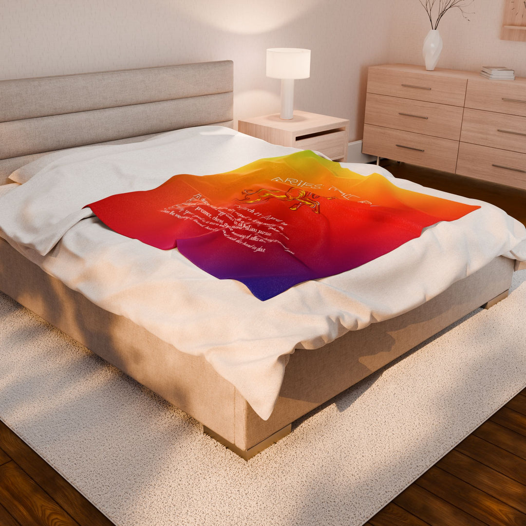 Aries Acrostic Poem Velveteen Plush Blanket - Colored
