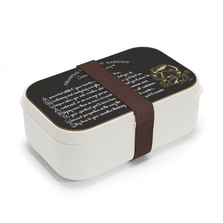 Aquarius Acrostic Poem Bento Lunch Box - Wooden Lid