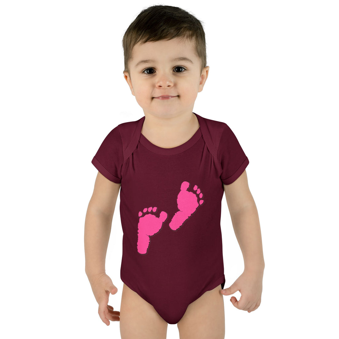 Baby Steps "Baby Feet" Acrostic Poem Bodysuit - Pink Footprints