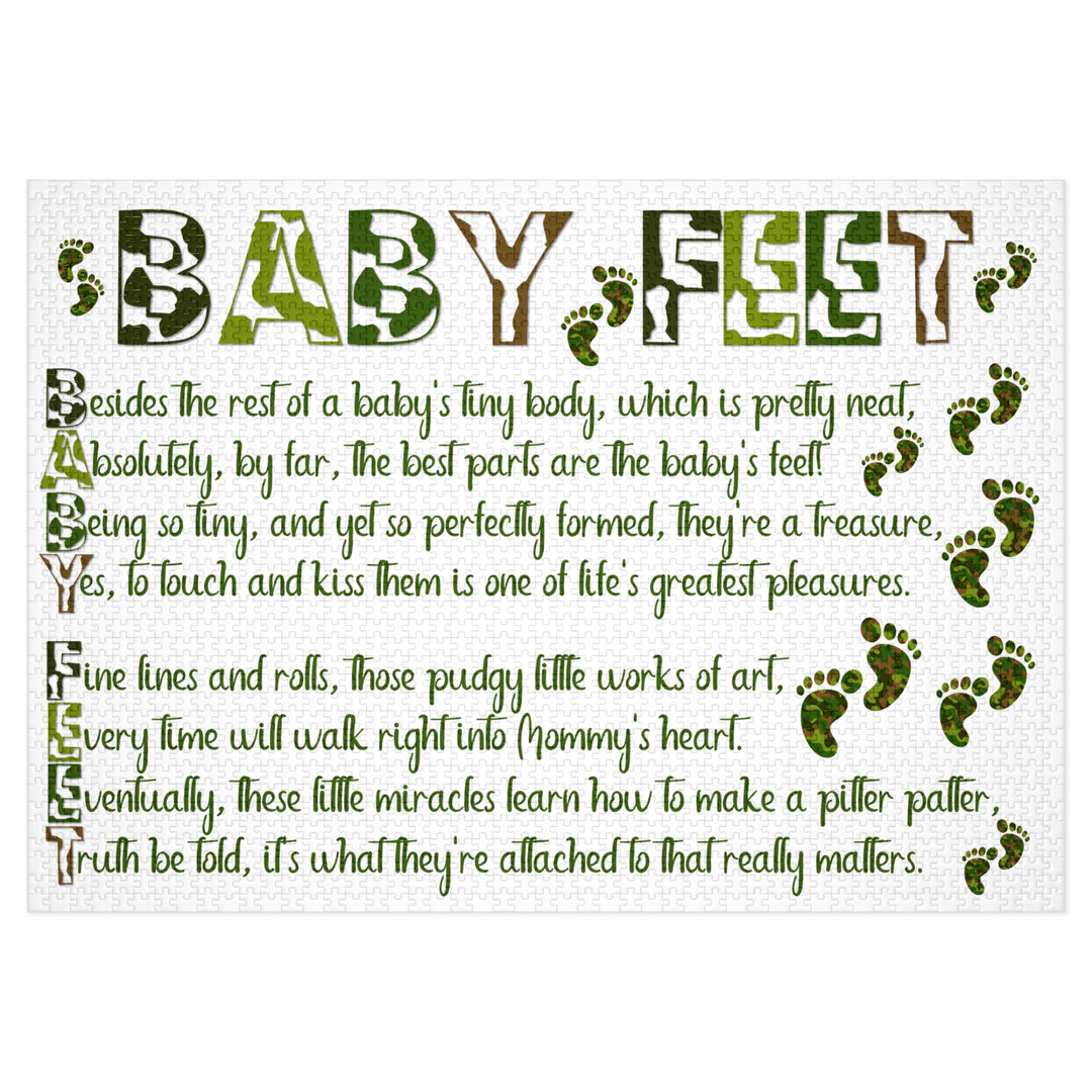 Baby Feet Acrostic Poem Jigsaw Puzzle - Camo - Tin Box - No Personalization