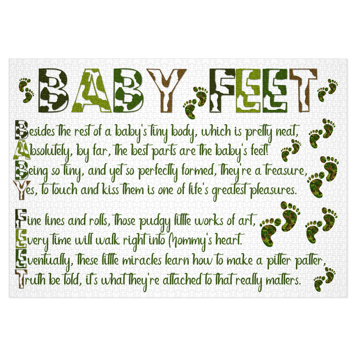 Baby Feet Acrostic Poem Jigsaw Puzzle - Camo - Tin Box - No Personalization