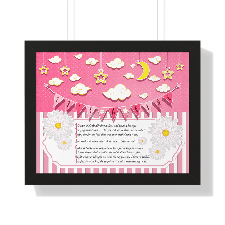 Baby Steps "It's a Girl" Framed Print - Pink Stripes -No Personalization