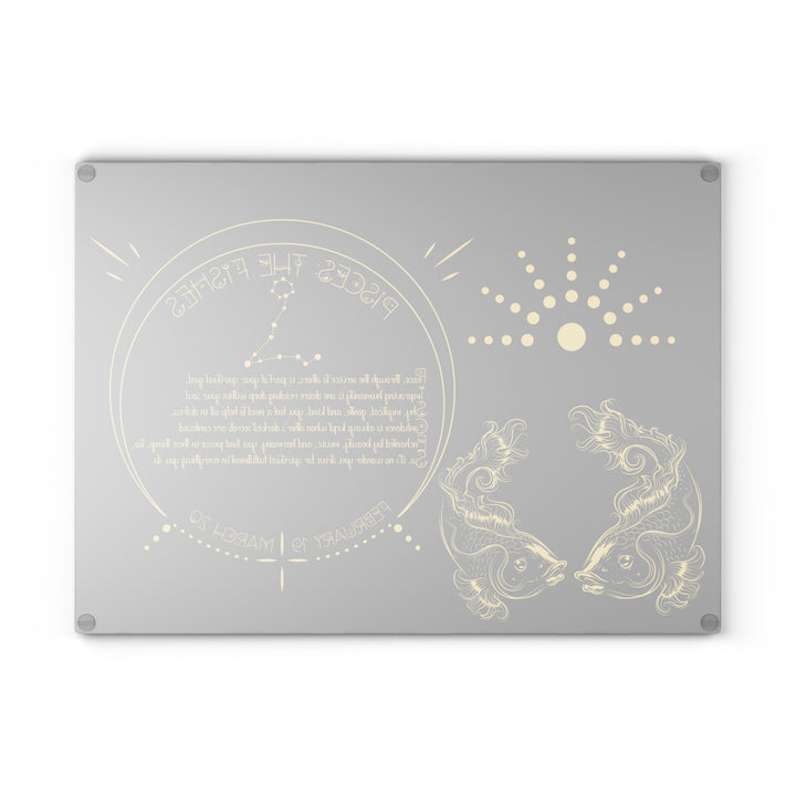 Pisces Acrostic Poem Glass Cutting Board