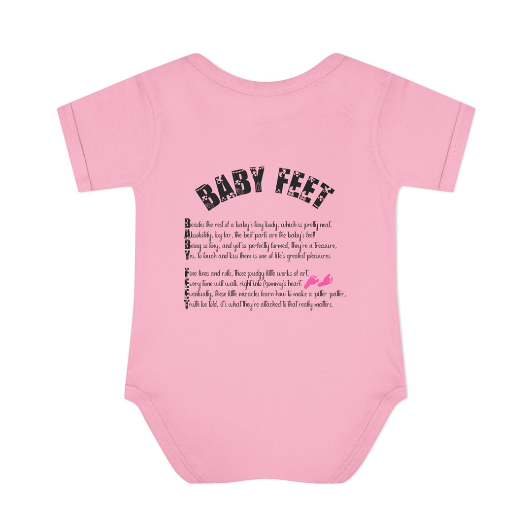 Baby Steps "Baby Feet" Acrostic Poem Bodysuit - Pink Footprints