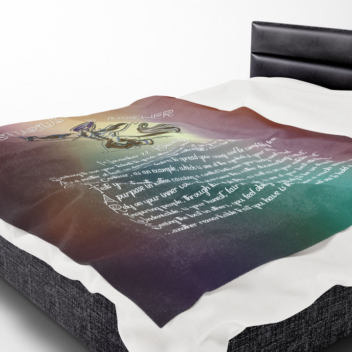 Sagittarius Acrostic Poem Velveteen Plush Blanket - Colored