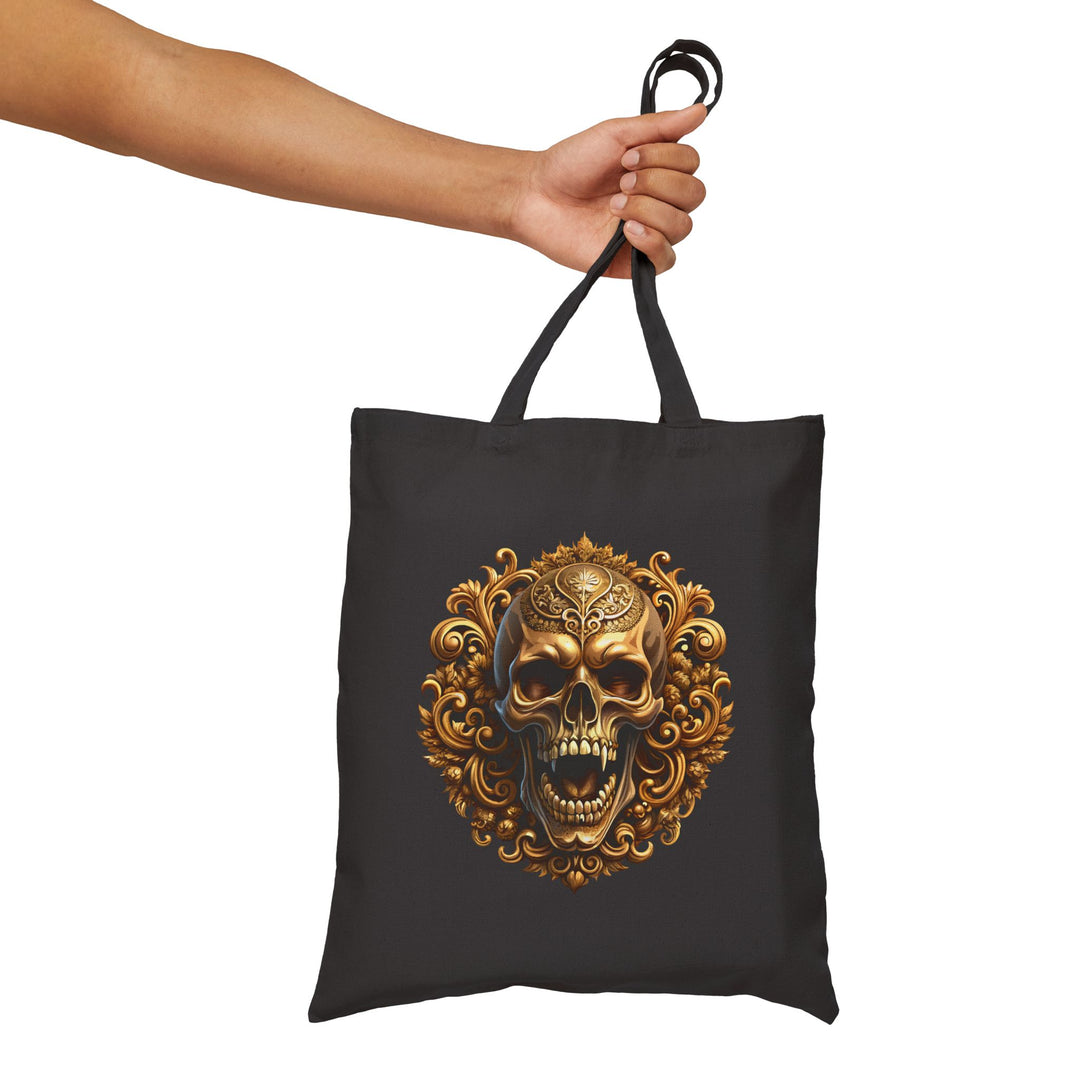 "Happy Halloween" Acrostic Poem Canvas Candy Tote Bag - Creepy Skull- No Personalization