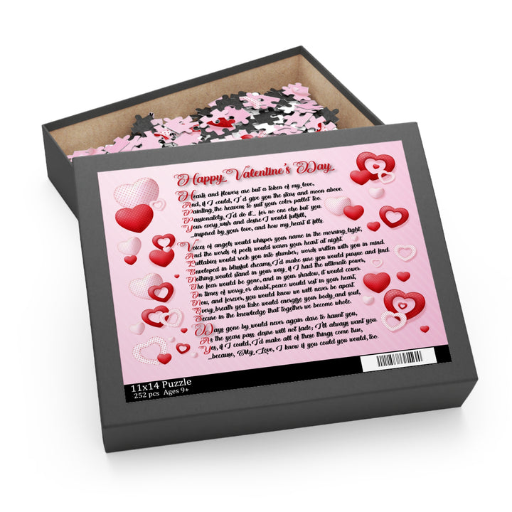 Happy Valentine's Day Acrostic Poem Puzzle - Pink and Red Hearts