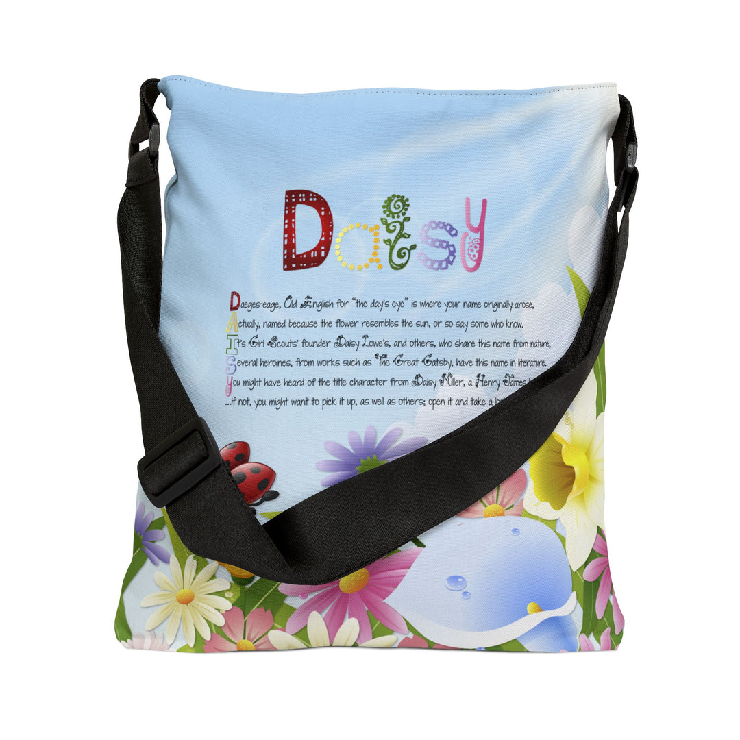 Namesakes Acrostic Poem Adjustable Tote Bag - Flowers-Insects