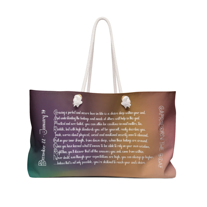 Weekender Bag with Acrostic Poem Spelling out "Capricorn"