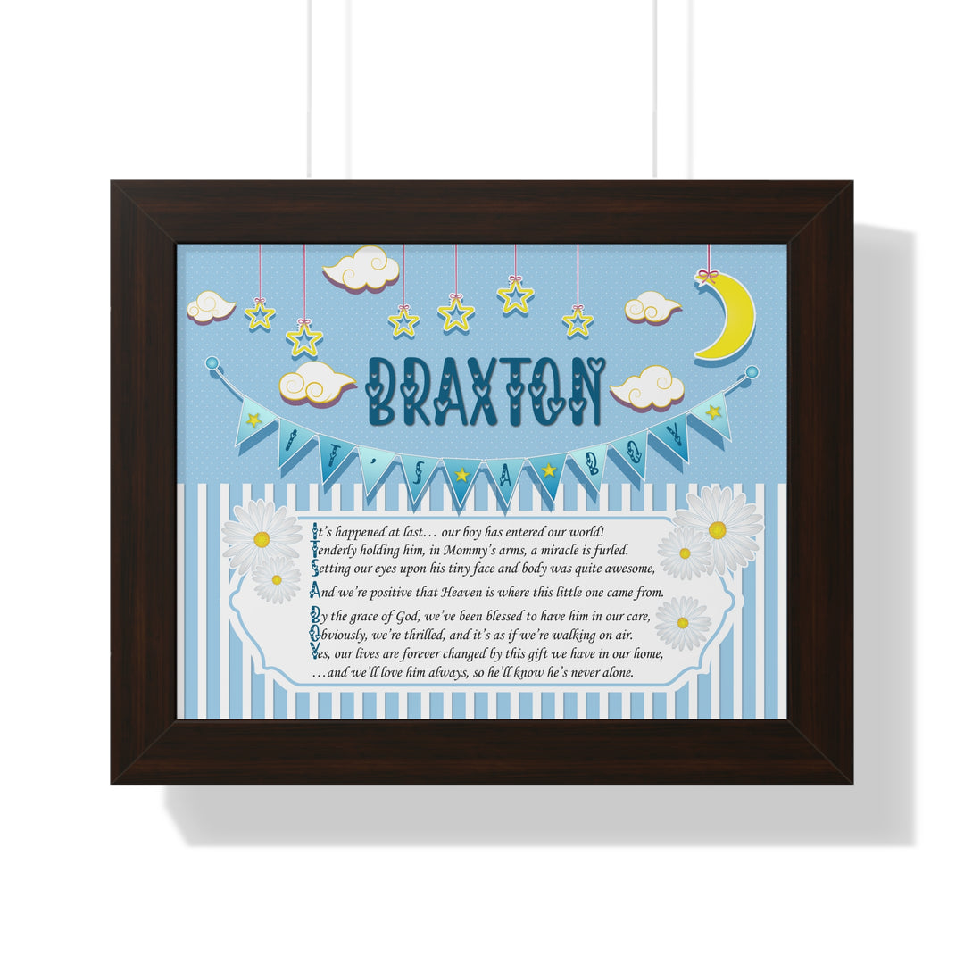 Baby Steps "It's a Boy" Framed Print Collection - Blue Stripes - Personalized