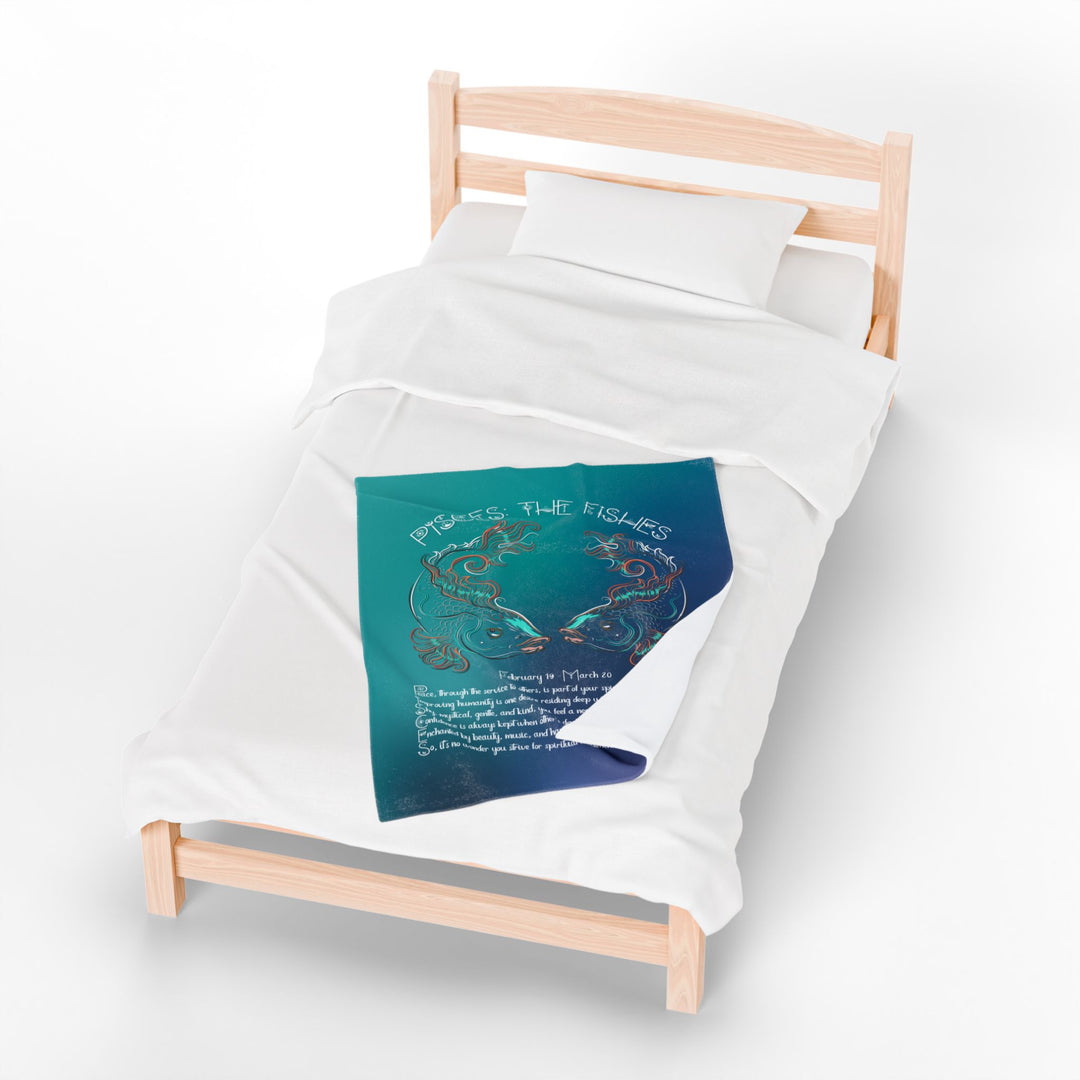 Pisces Acrostic Poem Velveteen Plush Blanket - Colored