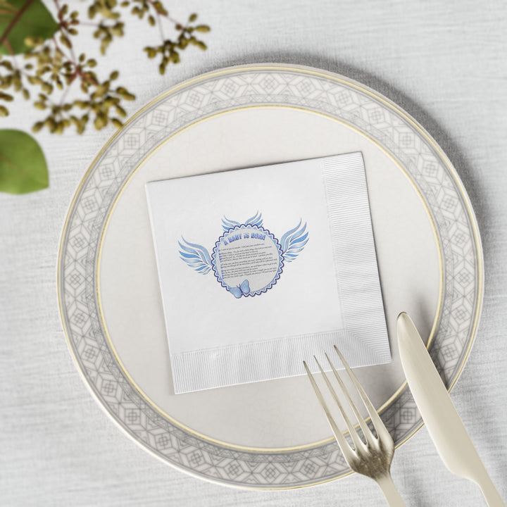 A Baby is Born Baby Shower Coined Napkins - Blue Wings