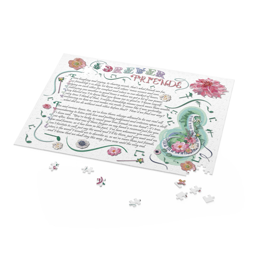 Forever Friends Acrostic Jigsaw - Musical Notes and Flowers