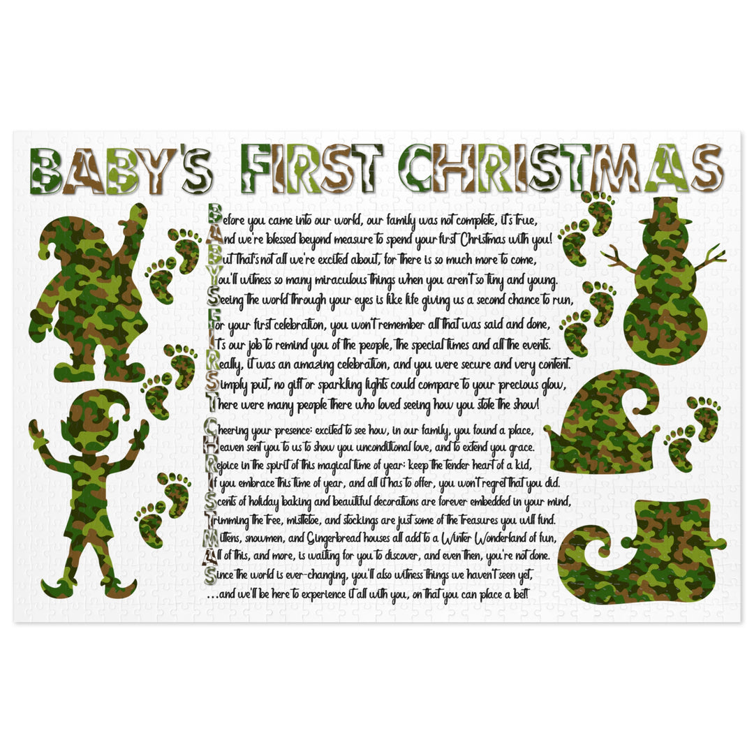 Baby's First Christmas Acrostic Poem Jigsaw Puzzle - Camo - Tin Box