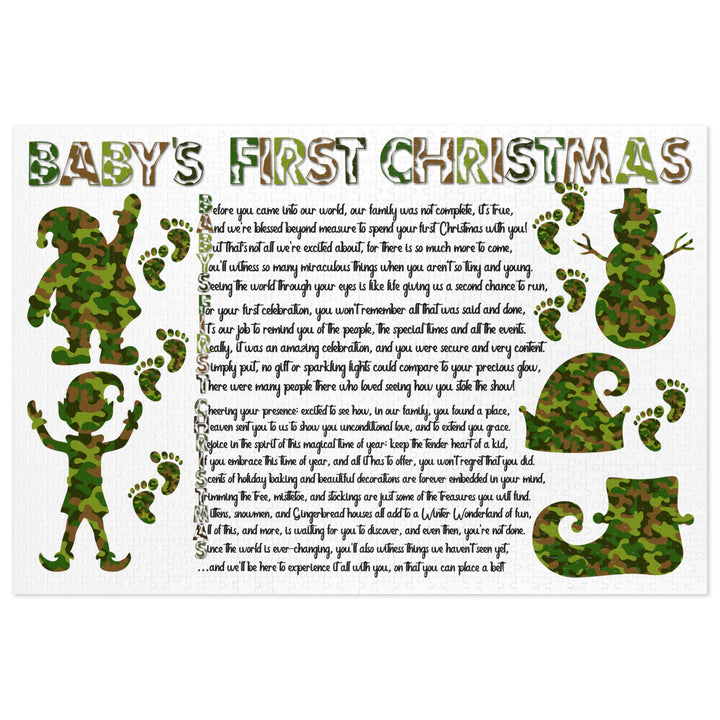 Baby's First Christmas Acrostic Poem Jigsaw Puzzle - Camo - Tin Box