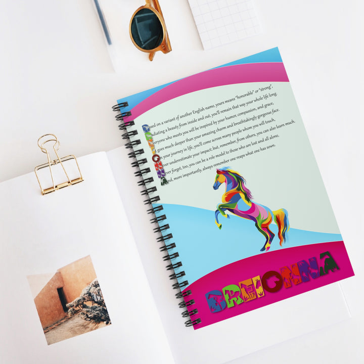 Namesakes Acrostic Poem Spiral Notebook - Ruled Line - Horse Design