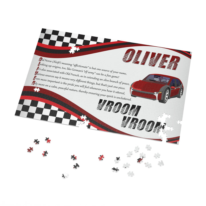 Namesakes Acrostic Name Poem Jigsaw Puzzle - Vroom, Vroom - Tin Box