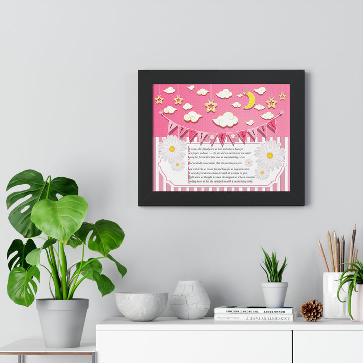 Baby Steps "It's a Girl" Framed Print - Pink Stripes -No Personalization