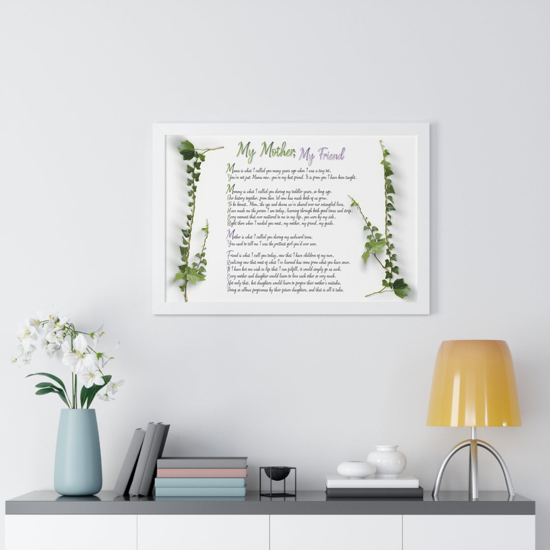 "My Mother, My Friend" Framed Acrostic Poem Print - Soft