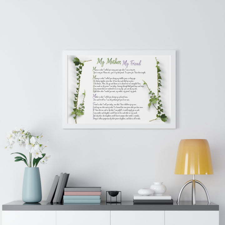 "My Mother, My Friend" Framed Acrostic Poem Print - Soft