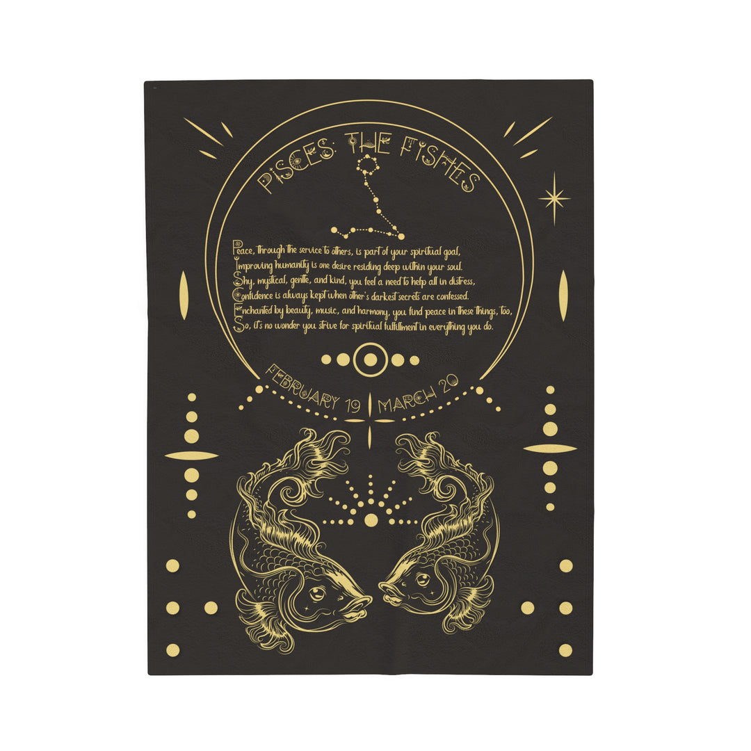 Written in the Stars Velveteen plush blanket with acrostic poem spelling out "Pisces"