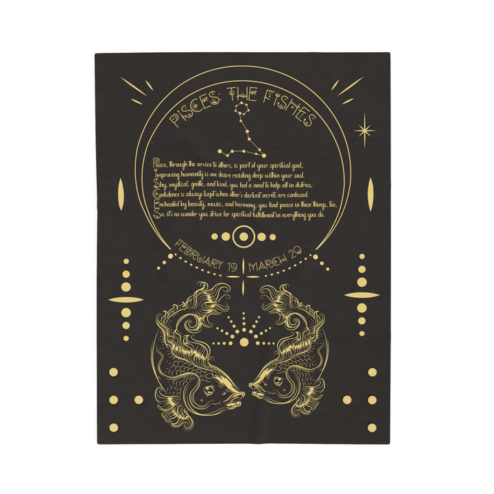 Written in the Stars Velveteen plush blanket with acrostic poem spelling out "Pisces"