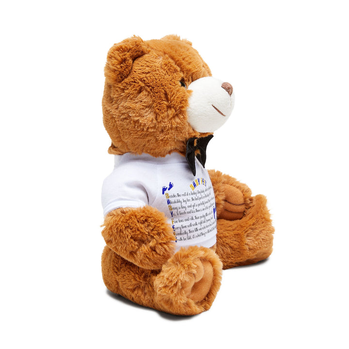 Baby Feet Acrostic Poem Teddy Bear with T-Shirt - Blue