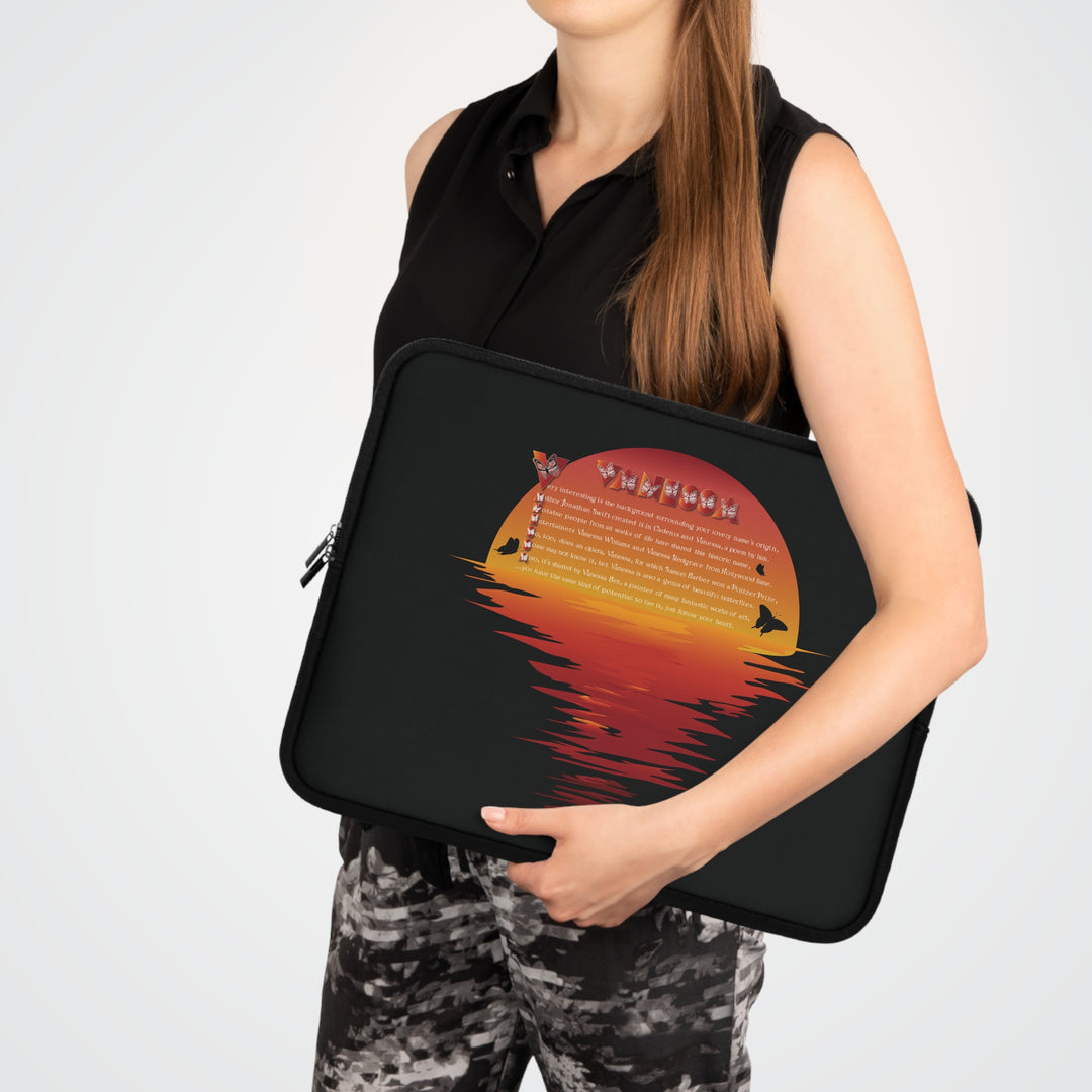 Namesakes Acrostic Poem Neoprene Laptop Sleeve - Solid Black Back