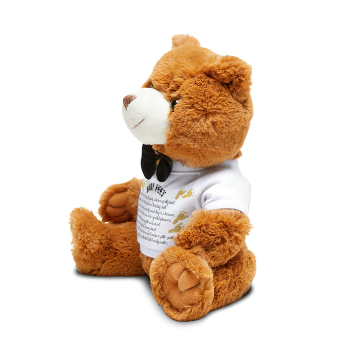 Baby Steps Teddy Bear with T-Shirt - Baby Feet - Gold