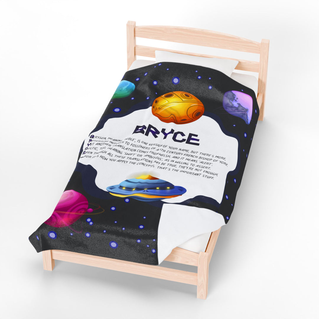 Namesakes Acrostic Poem Velveteen Plush Blanket - Space Design
