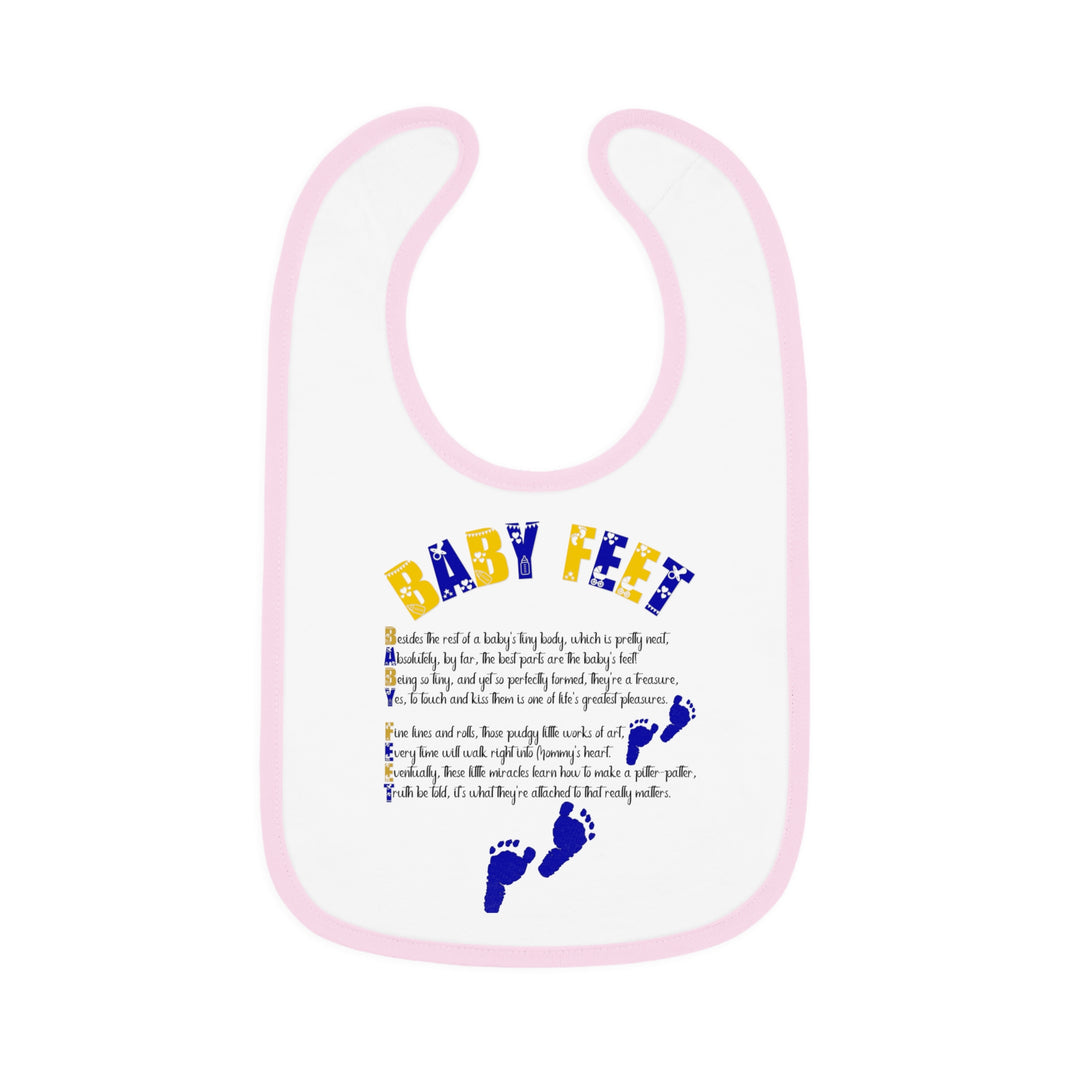 "Baby Feet" Acrostic Poem  Contrast Trim Jersey Bib - Blue Footprints