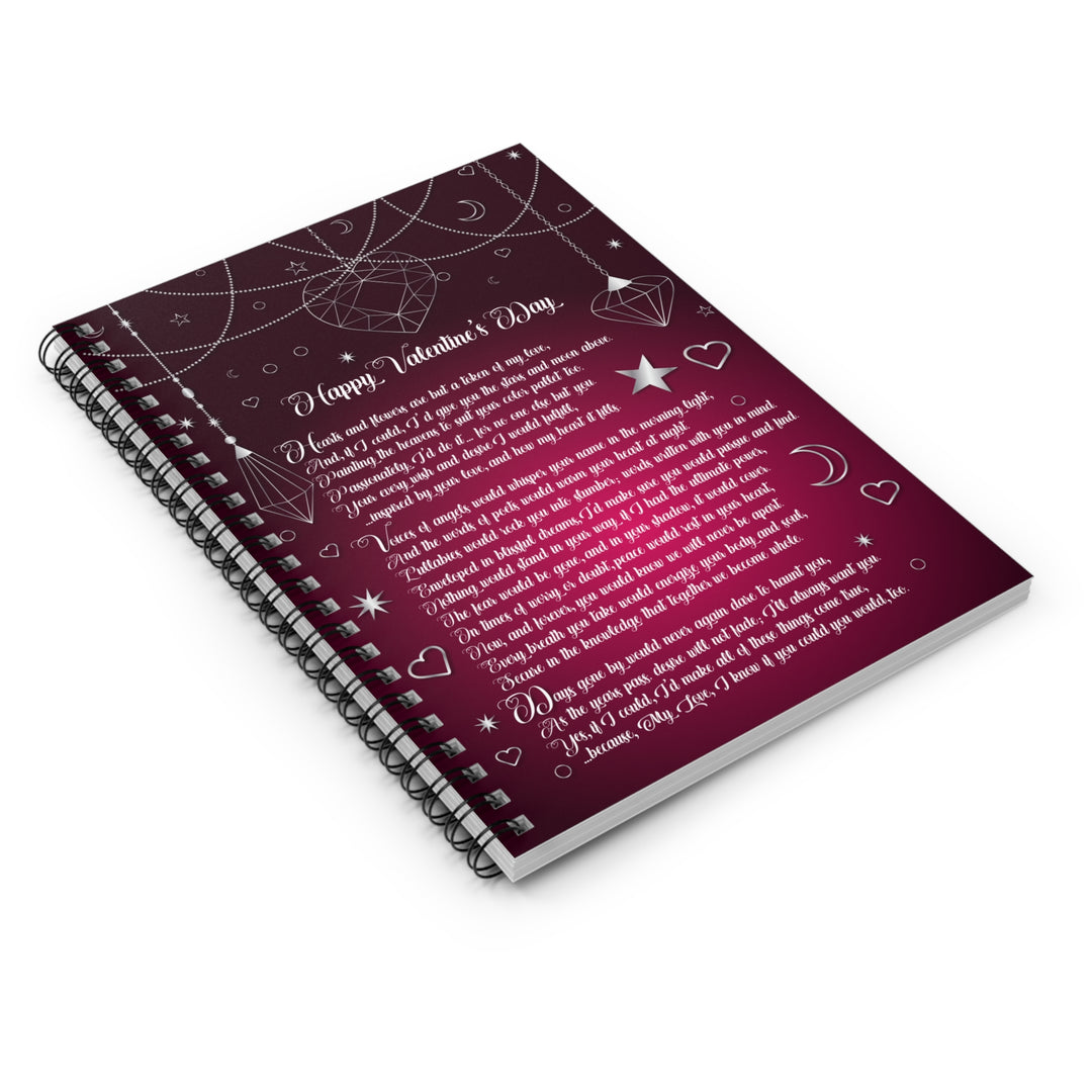 Happy Valentine's Day Acrostic Poem Spiral Notebook - Silver Hearts
