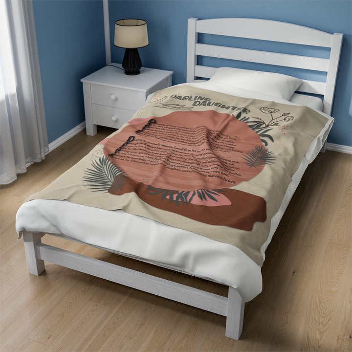 It's Just a Phrase Velveteen Plush Blanket with Acrostic Poem "Darling Daughter" - Boho Design