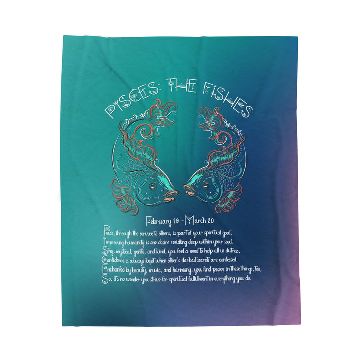 Pisces Acrostic Poem Velveteen Plush Blanket - Colored