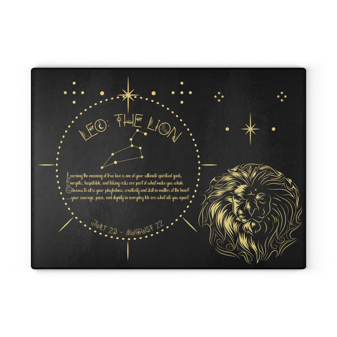 Leo Acrostic Poem Glass Cutting Board
