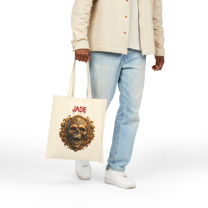 "Happy Halloween" Acrostic Poem Canvas Candy Tote Bag - Creepy Skull- Personalized