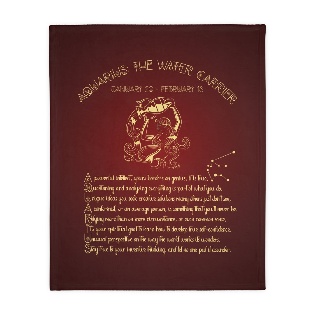 Aquarius Acrostic Poem Velveteen Microfiber Blanket (Two-sided print)