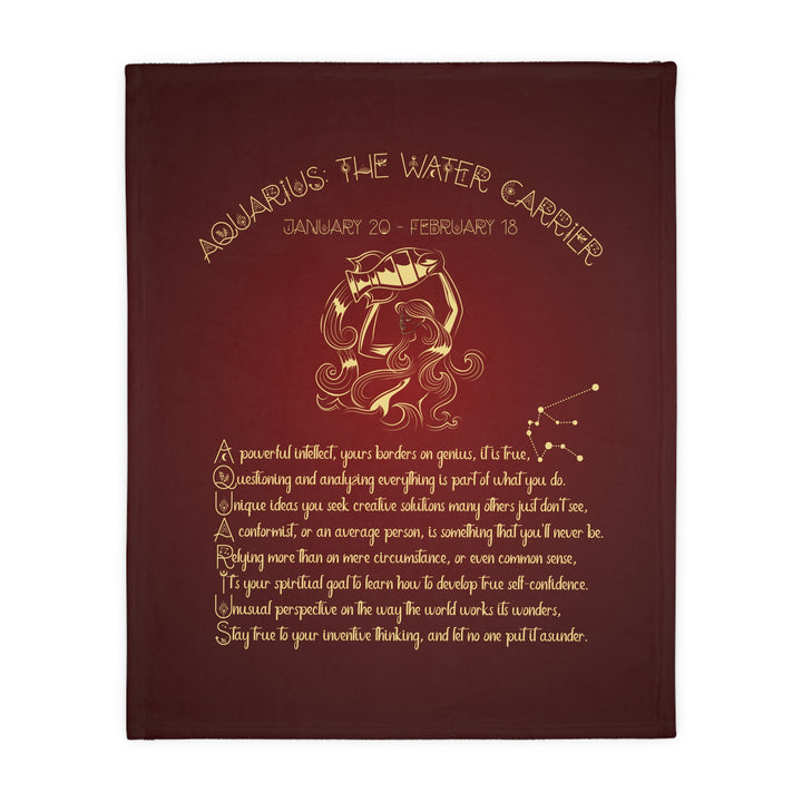Aquarius Acrostic Poem Velveteen Microfiber Blanket (Two-sided print)