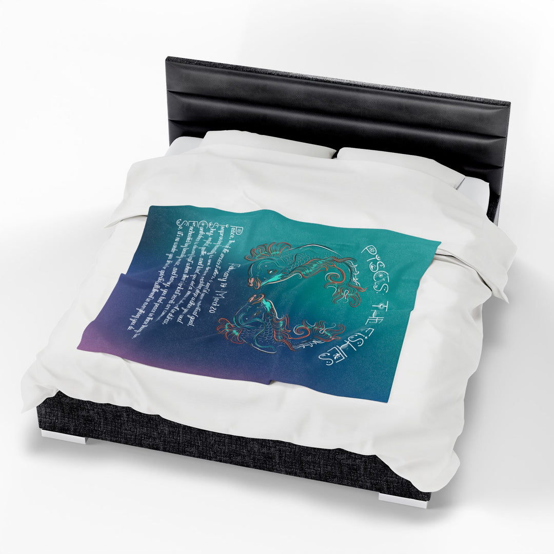 Pisces Acrostic Poem Velveteen Plush Blanket